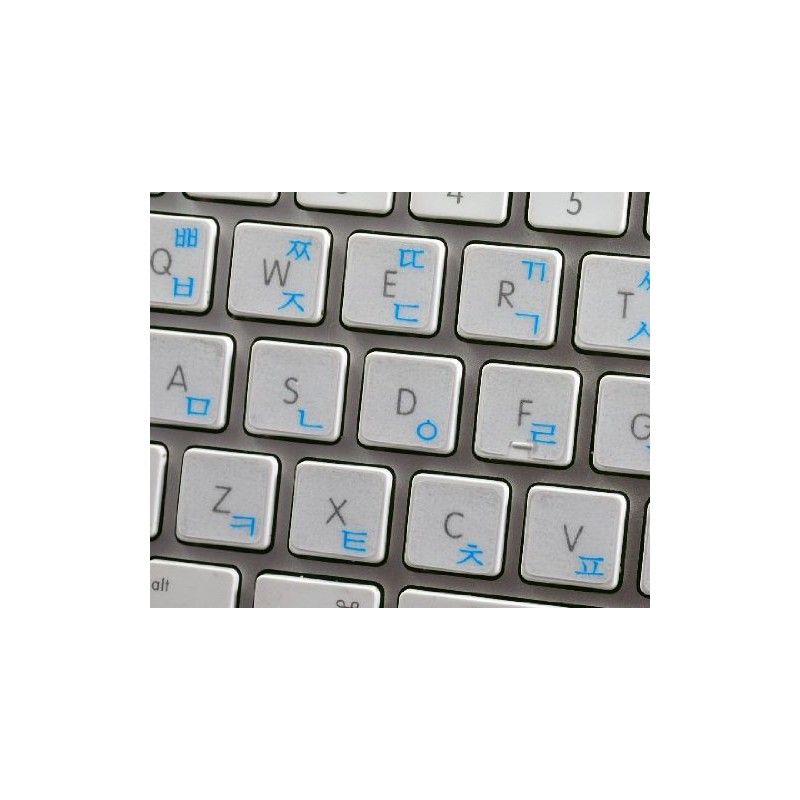 MAC Korean Keyboard Labels Layout with Blue Lettering ON Transparent