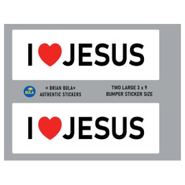 2 I Love Jesus Stickers (2) Large 3x9 Bumper Stickers Heart Christian Religion Christ - White