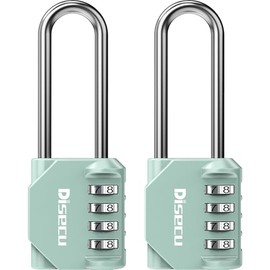 2 Pack disecu 2.6 Inch Long Shackle Combination Lock, 4 Digit Outdoor Waterproof Padlock for School Locker, Gym Locker, Storage Unit, Gate, Fence, Toolbox (Turquoise)