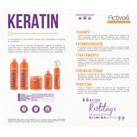 Tratamiento Capilar Activee Professional Keratin Tecnologia para cuidado Intensivo de Cabello Quimicamente tratado Libre de Sal.