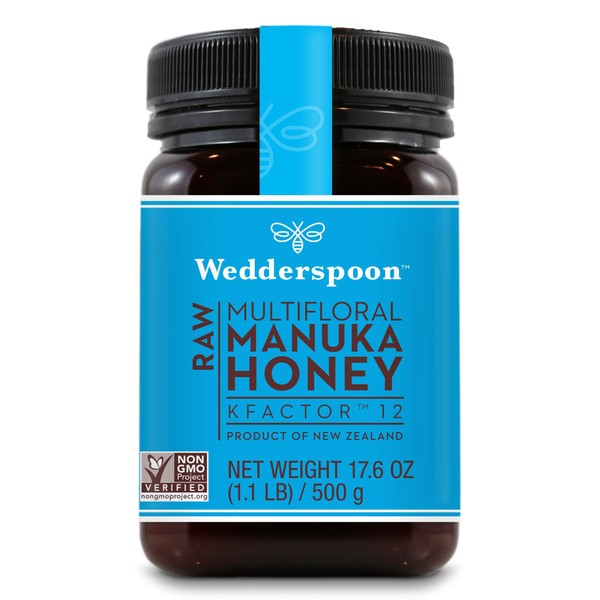 Wedderspoon Raw Premium Manuka Honey KFactor 12, Unpasteurized, Genuine New Zealand Honey, Multi-Functional, Non-GMO Superfood, 17.6 Ounce