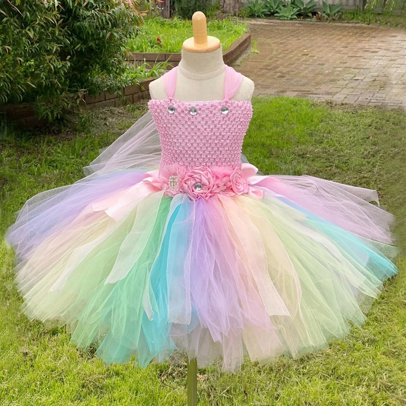 HJTT Fairy Tutu Dress for Girls Pastel Flower Girl Tulle
