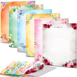 Anzon Mories - Juego de papel de escritura bonito y sobres de 60 piezas (2 lados de color, 1 lado rayado) 30 hojas, 30 sobres, papel de carta Kawaii c