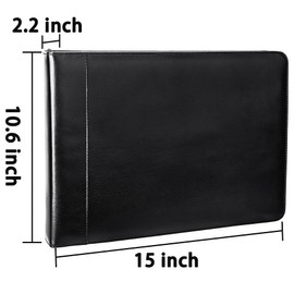 Antner Zippered 7 Ring Business Checkbook Binder Portfolio for 3-on-a-Page Business Checks, 600 Checks Capacity, PU Leather Check Book Binder Cover for 9x13 Sheets, Built-in Storage Organizer, Black
