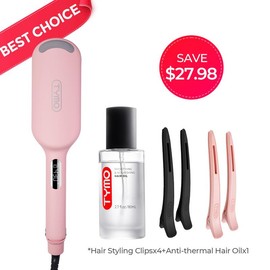 TYMO ROVY Beach Waves Curling Wand, Ionic Deep Waver Hair Curler Tool with Ceramic 3 Barrel for Women, Dual Voltage, Anti-Scald, Easy to Use crimper iron hair crimper bed head  waver:_ROVY&Hair Clip& Anti-thermal Hair Oil