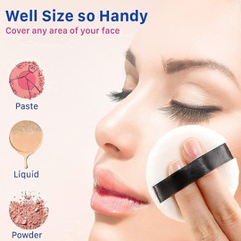 Cosluxe Pro Powder Puff, Ultra Soft Washable Velour Fluffy Body Powder Puffs with Ribbon, Pure Cotton Round Makeup Puff, for Loose Powder Mineral Powder Body Powder, White (pack of 3, Mini)