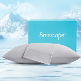 Breescape Cooling Pillow Cases Standard/Queen Size - BlendTek™ Dry & Cool Technology for Hot Sleepers and Night Sweats, Soft & Smooth Pillowcases for Hair & Skin Care, Set of 2, 20" x 30", Misty Gray