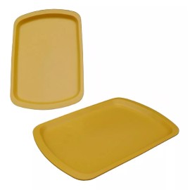 Medegen Charola Plastico Comida Rectangular 21 Cm X 14cm Oro Medegen
