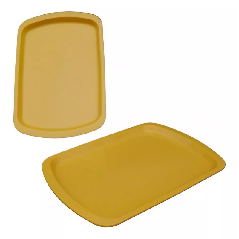Medegen Charola Plastico Comida Rectangular 21 Cm X 14cm Oro