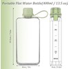 SZHENGSHAN 1Pc Slim Square Travel Water Bottle, 400ml, Green, Reusable,