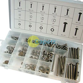 Dapetz ® 246Pc Stainless Steel Nuts & Bolts Set M3, M4, M5, M6 Screws Bolts, Nuts & Washers Assortment Kit, Flat Washers Metric Machine Screws Kit