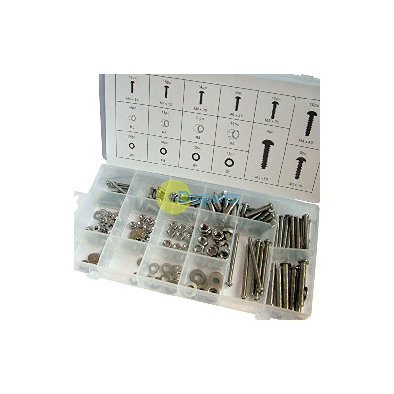 Dapetz ® 246Pc Stainless Steel Nuts & Bolts Set M3,