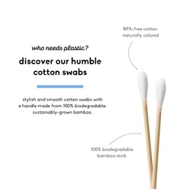 The Humble Co. Natural Bamboo Cotton Buds (600 Pack) - Biodegradable Cotton Buds and Eco-Friendly and Sustainable Cotton Buds for Ears, Makeup, Pet Grooming and Cleaning