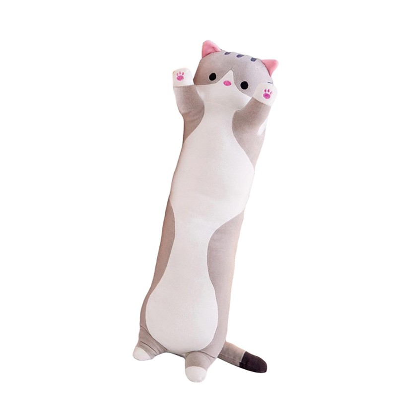 Cute Cartoon Cat Shaped Doll Plush Sleeping Long Throw Pillow