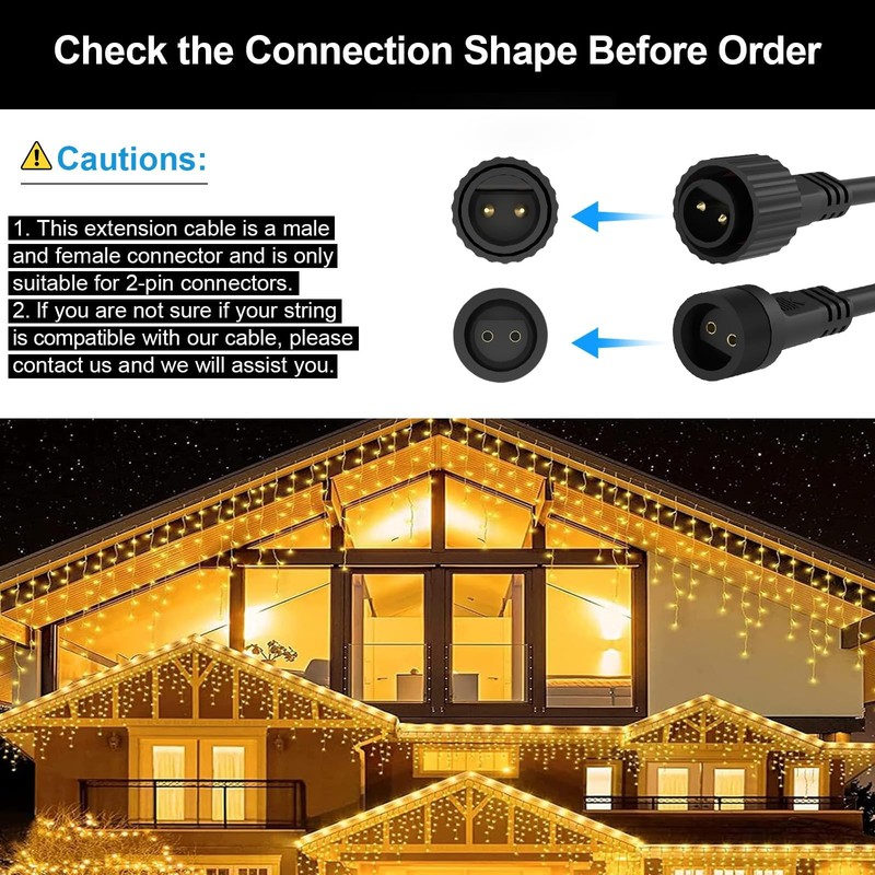 CAMANTU 2Pin Extension Cable 10FT, IP68 Waterproof Extension Lead 16AWG