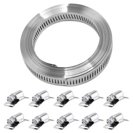 3.5 m Hose Clamps 304 Stainless Steel, Adjustable Hose Clamp with 12 Pieces Attachment for Water Pipe, Tank, Gas Pipe, Cooler, Automotive Tubing