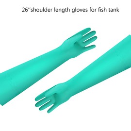 AUTSEEYS Aquarium Gloves for Fish Tank Maintenance,Shoulder Length Waterproof Long Rubber Hands Protector for Fish Aquarium Water Change Cleaner Dog Cat Bath and Kitchen,Large