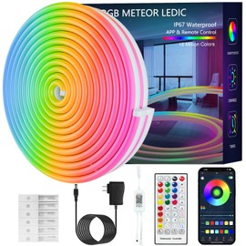 HRDJ LED Strip Lights,16.4FT LEDIC Neon strip lights,IP67 Outdoor Waterproof,with APP Control/IR Remote,Music Sync,DIY Design,Cuttable,for Bedroom,Gaming Room,Indoor Outdoor Home Decor