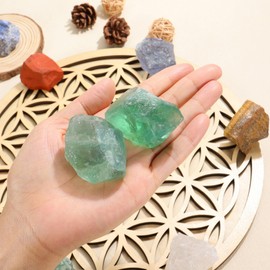 CrystalTears Green Fluorite Crystal Stone, Large 4.5-5.5cm Fluorite Quartz Crystals for Focus, Energy Balance, Protection, Rough Healing Gemstone for Reiki Healing Meditation Decor,Crystal Gifts-2pcs