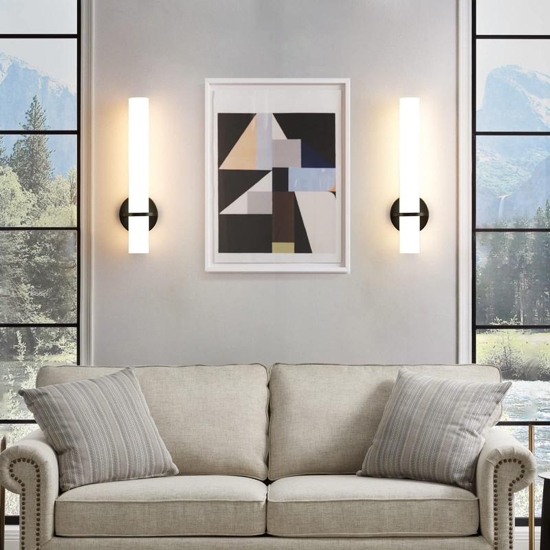 AIJIASI Black Wall Sconces Set of 2, 18 inch Bathroom