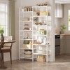 Homykic Double Wide Bamboo Bookshelf White, 6-Tier Large Open Bookcase