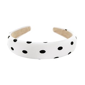 axy Wide Headband with Fabric Padded and Dots Pattern – Beautiful Women's Headband Hair Accessories Headband HRK2P (White)