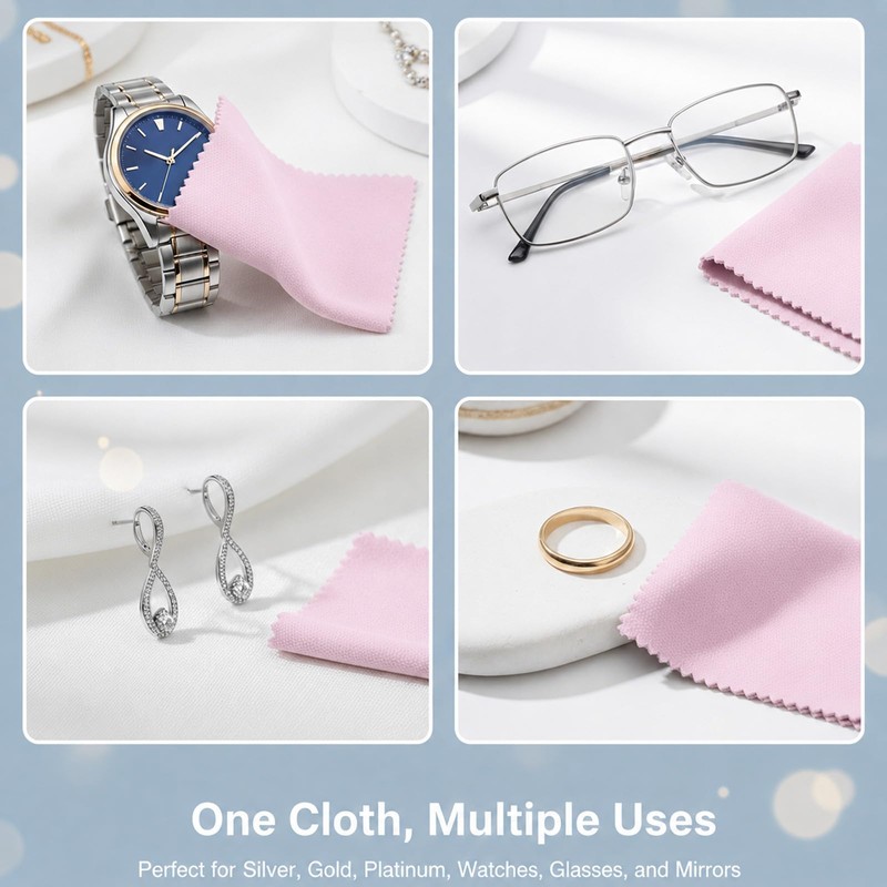 cobee 50 Pcs Jewelry Cleaning Cloth, Double Sided Polishing Cleaning