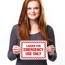 Ladder for Emergency Use Only Sign, Fire Safety Sign, 10x7 Inches, 55 mil Thick HDPS (high Density polystyrene), Made in USA