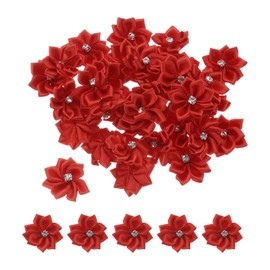 PATIKIL 1.2 Inch Small Ribbon Flowers, 150 Pcs Satin Ribbon Flowers Mini Fabric Flowers for Crafts DIY Wedding Ornament Appliques, Burgundy