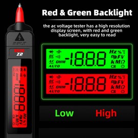 BSIDE Z2 AC Voltage Tester Non-Contact Voltage Detector Pen, Electricity Leak Tester without Test Leads, Single Pole Electrical Live Wire Tester with Buzzer Alarm Backlight LCD and Flashlight