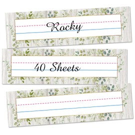 WANGHENG Name Tags for Classroom,40Pcs Student Name Tags for desks,Waterproof Desk Name Tags for Classroom Decor Self Adhesive Name Label Stickers（Eucalyptus Nameplate Style）