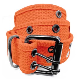 Canvas Double Grommet Hole Belt, Unisex, Double Prong Belts for Men and Belts for Women, Orange Canvas Belt Women X-Large