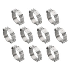 PATIKIL 10 Pack 17-20mm Double Ear Hose Clamp, 304 Stainless Steel O Clip Crimp Rings for Fuel Petrol Pipe Tube Fitting Connections, Silver Tone