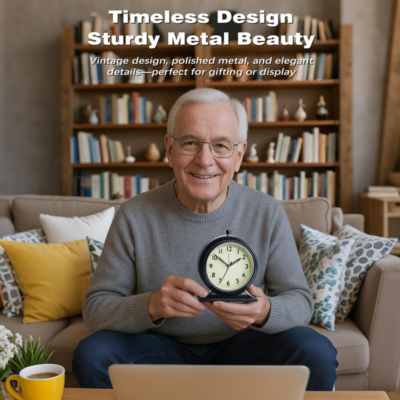 AYRELY® 5.5" Vintage Metal Alarm Clock, Desk and Table Clock
