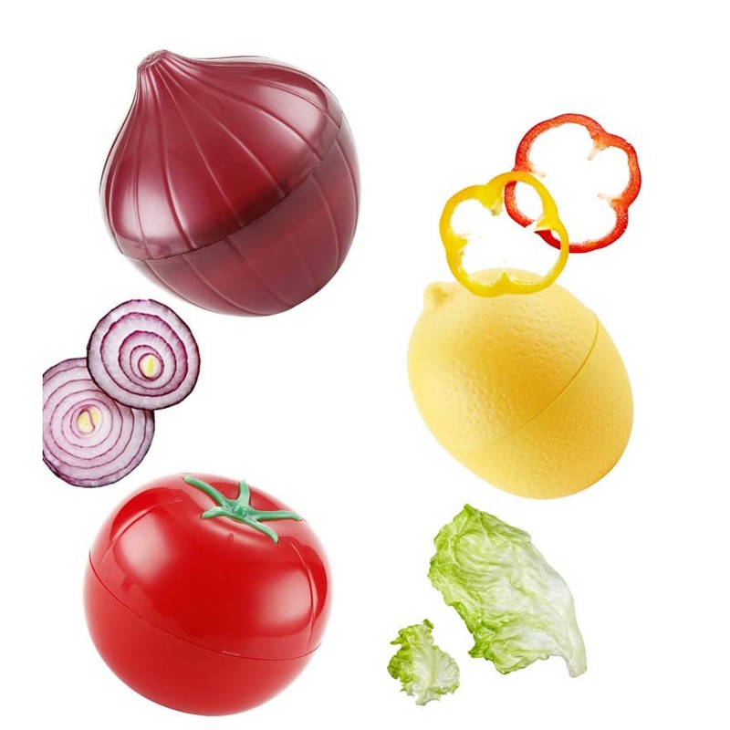 eamve 6pack Fruit and Vegetable Storage Containers,Vegetable Shaped Savers,Refrigerator Vegetable