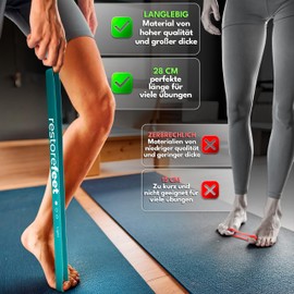 RestoreFeet Resistance Bands Foot Training - Set of 3 Elastic Bands for Bunion Correction and Hallux Valgus - 28cm Workout Bands for Pilates, Yoga, Barefoot Shoes & Physiotherapy