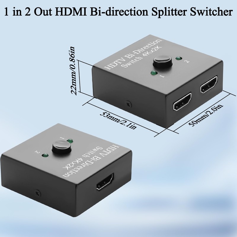 QIANRENON HDMI 1 in 2 Out Splitter Adapter 4K@60hz HDMI