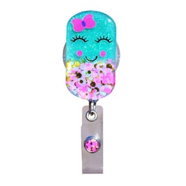 Outside the Box Glitterific Novelty Retractable Badge Reel ID Holder (Happy Pill)