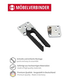 Gedotec Furniture Connector Upholstery Furniture Couch Connector – Type DA | Bracket for Hanging | Galvanised Metal | Snap Connector Fitting for Beds - Tables and Much More | Pack of 2 - Sofa