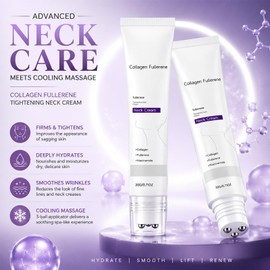 Magic Collagen Fullerene Neck Cream with Roller,Tighte &Lift Firming,2 Pack