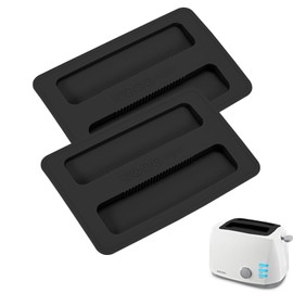 Toaster Cover 2 Slice, 2 Pack Toaster Covers, 6.22x4.09in Silicone Toaster Lid Bread Washable Machine Cover Toaster Oven Cover Kitchen Appliance Covers (Black, 4.09x6.22in)