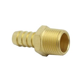 HongBoW Hardware 5 Pcs Brass Hose Fitting,Connector,Hose Barbed Adapter 3/8" Barb x 3/8" NPT Male Pipe(Thread O.D: 0.675")