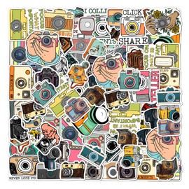 50 Pack Pcs Photography Stickers for Water Bottles Waterproof Vinyl Laptop Luggage Scrapbooking Photographer Sticker Packs Bulk Set Teens Adults Boys Girls Aesthetic Small Decals