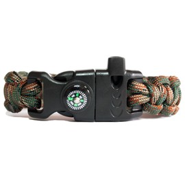 Pulsera de Supervivencia, Pulsera Paracord Original, Tejido Cobra. Multifuncional 5 en 1 con Broche de Supervivencia Que Incluye brújula, pedernal (iniciador de Fuego), raspador y Silbato.