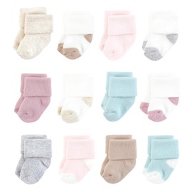 Hudson Baby Baby Infant Cotton Rich Newborn and Terry Socks, Girl Soft Asst Colors, 6-12 Months, Pink