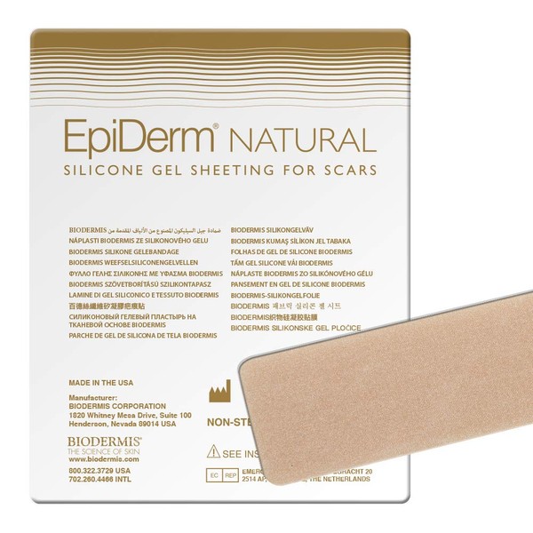 Epi-Derm C-Strip -1.4 x 6 in - (Natural) Silicone Scar Sheets from Biodermis