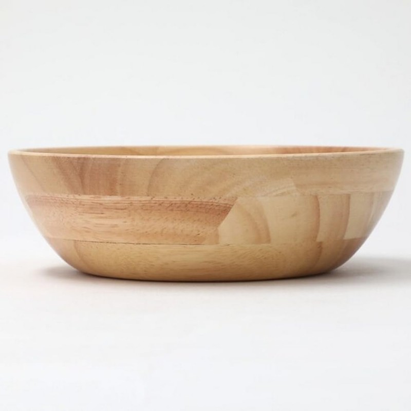 Nitori 8964235 Wooden Bowl, Round Bowl, Rubber, 7.1 inches (18