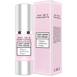 KissRedE Crema de ojos antienvejecimiento para mujeres y hombres. Crema de ojos vegana para ojeras, hinchazón, arrugas, 1 onza, 50 días de suministro