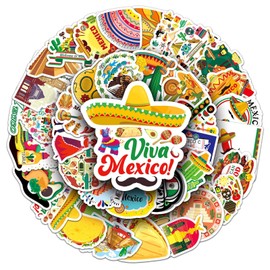 Mexico Stickers for Laptop(50 Pcs),Gift for Kids Teens Adults Girl,Mexico Waterproof Stickers for Water Bottle,Vinyl Stickers for Scrapbook,Journal,Dairy,Skateboard