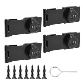Redunest Password Rotary Hasp Locks,Black 4 Pack Cabinet Locks with Combination,Keyless Security Door Latch Locks for Sliding Barn Door, Gate, Small Door, Closet, Drawers